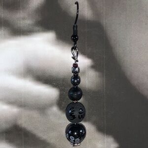 Handcrafted Black Chandelier Dangling Drop pierced Earrings